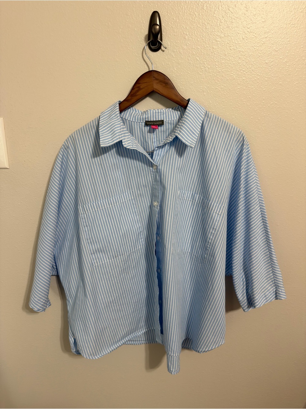 VINCE CAMUTO Coastal Striped Button-Down Blouse